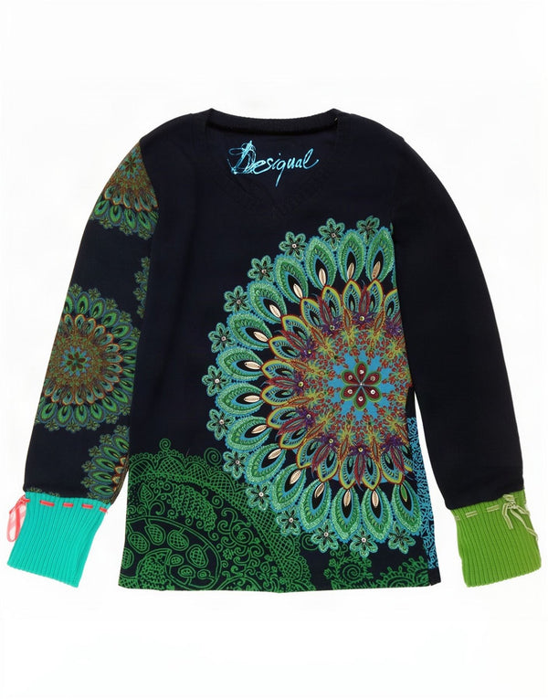 Desigual Womens Graphic Top Langarm UK 12 Mittel Marineblau Paisley