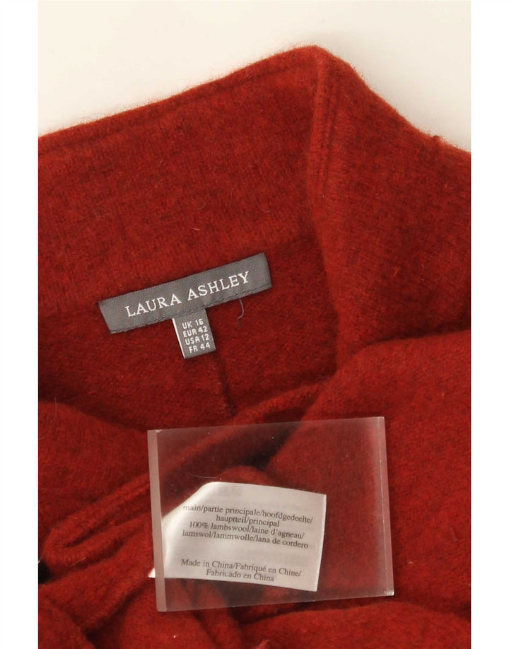 Laura Ashley Damen-Strickblazer mit durchgehendem Reißverschluss, UK 16, Größe L, rote Lammwolle