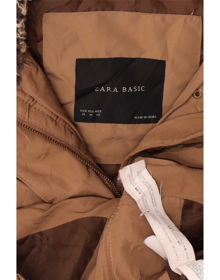 Zara Damen-Kapuzenjacke, wattiert, UK 14, Mittelbeige, Polyester