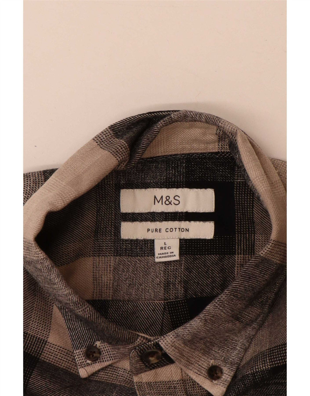 Marks & Spencer Herren-Flanellhemd, groß, braun, kariert, Baumwolle