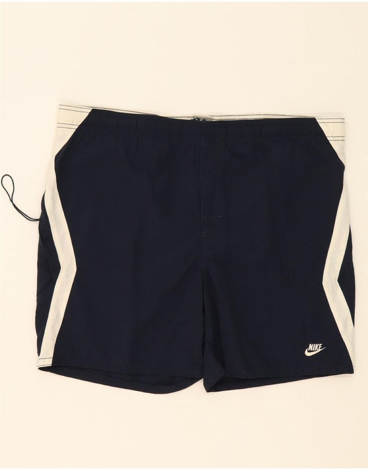 NIKE Mens Graphic Swimming Shorts Medium Navy Blue Colourblock Vintage Nike and Second-Hand Nike from Messina Hembry 