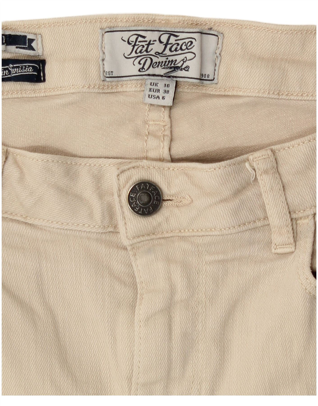 Fat Face Damen-Cropped-Jeans, UK 10, Größe S, W29, L24, Beige, Baumwolle