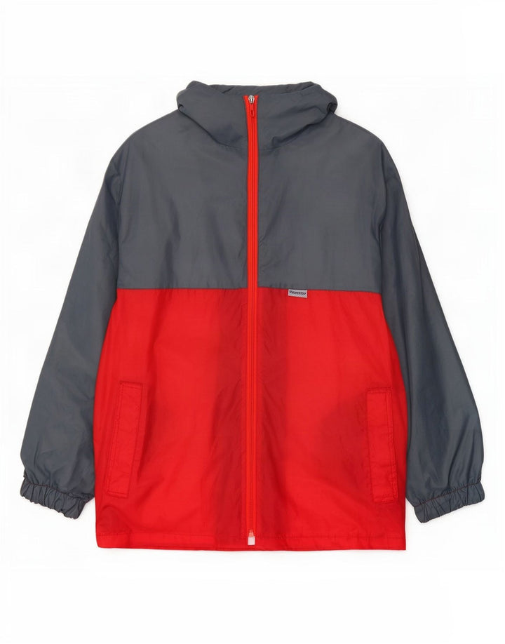 Brugi Herren-Trainingsanzug mit Kapuze, Oberjacke, mittelgraues Colourblock-Polyamid