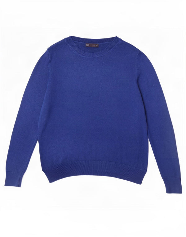 Marks & Spencer Damen-Pullover mit U-Boot-Ausschnitt, UK 12, Mittelblau, Acryl