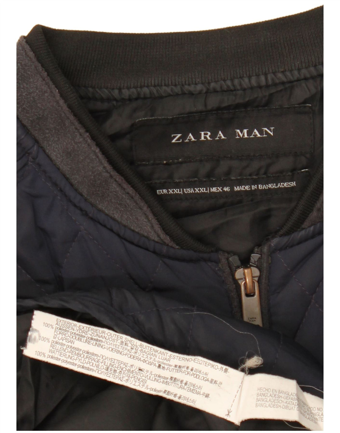Zara Herren Steppweste UK 44 2XL Marineblau Polyester