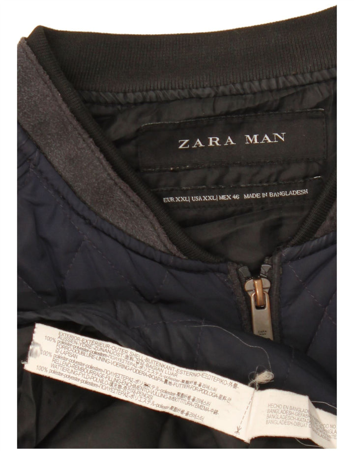 Zara Herren Steppweste UK 44 2XL Marineblau Polyester