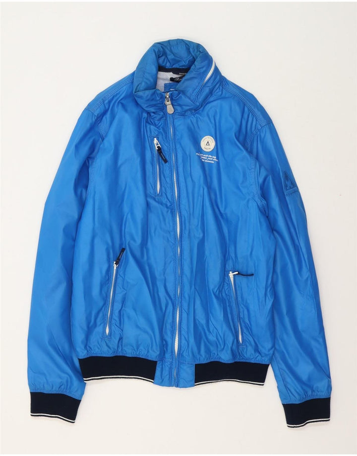 Gaastra Herren-Regenjacke mit Kapuze, reguläre Passform, UK 40, Größe L, Blau, Polyamid