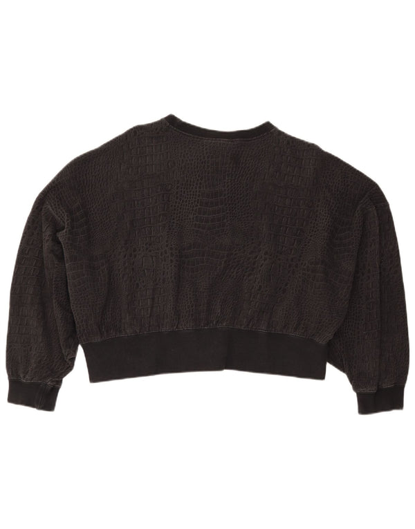 Adidas Damen Crop Sweatshirt Pullover UK 10 Small Schwarz Animal Print