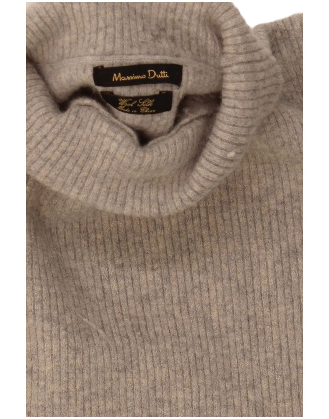 Massimo Dutti Damen-Pullover mit Rollkragen, UK 12, mittelgraue Wolle