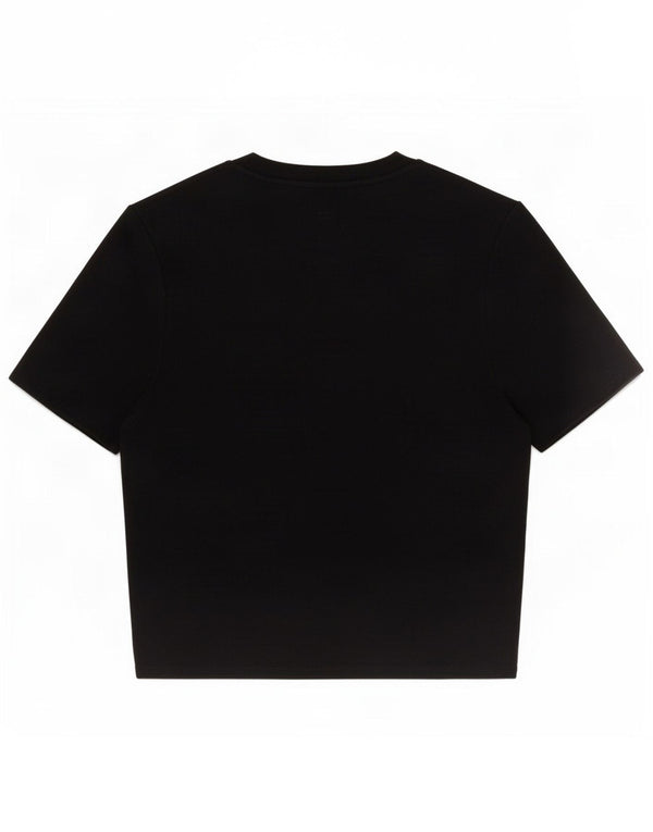 Zara Damen Crop Short Sleeve Bluse Top UK 12 Medium Black Viscose