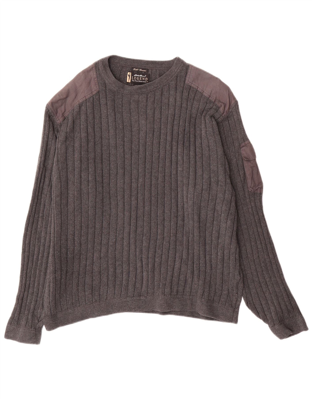 Eddie Bauer Herren-Pullover mit Rundhalsausschnitt, groß, graue Farbblock-Baumwolle