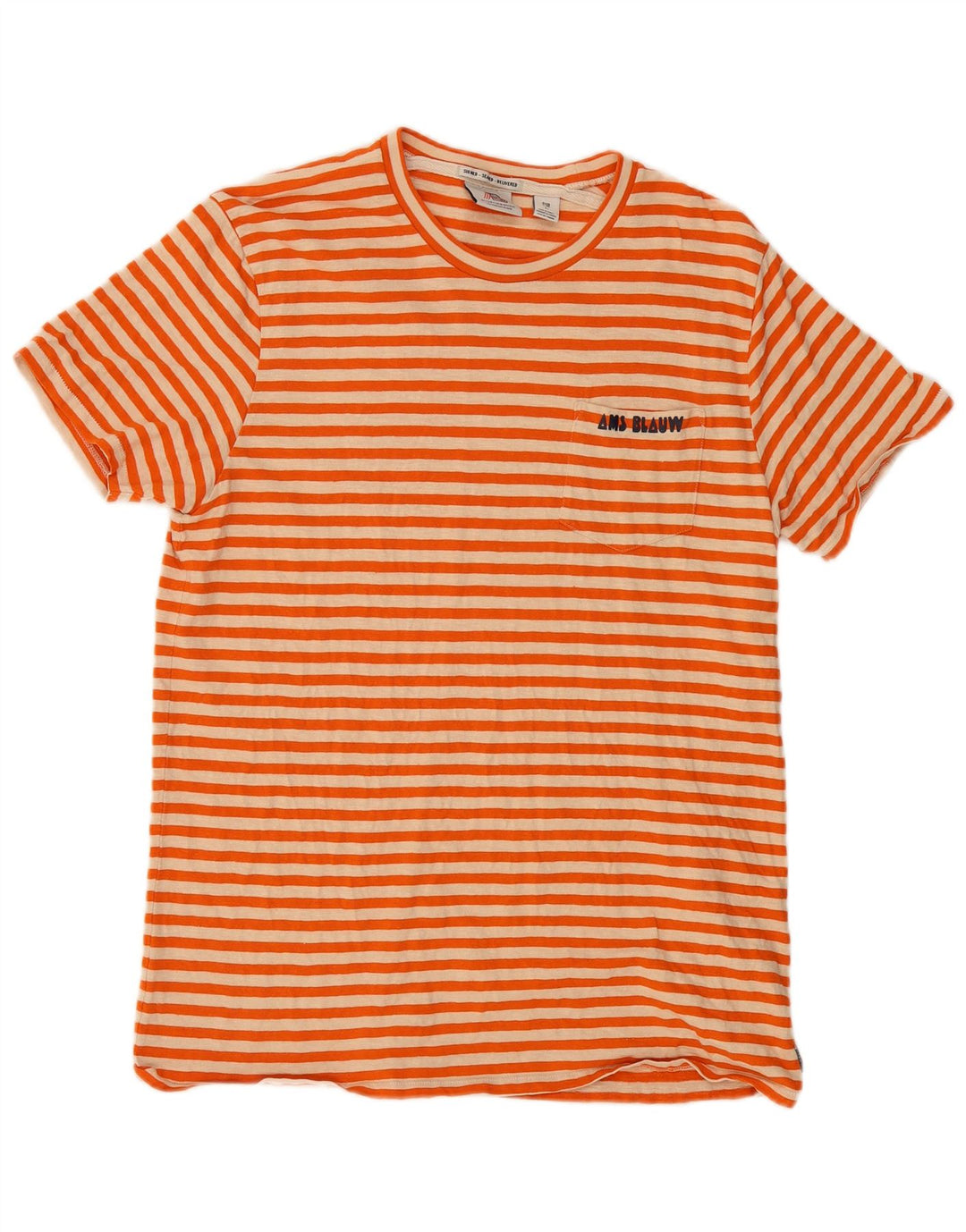 SCOTCH & SODA Damen T-Shirt Top UK 14 Große orange gestreifte Baumwolle