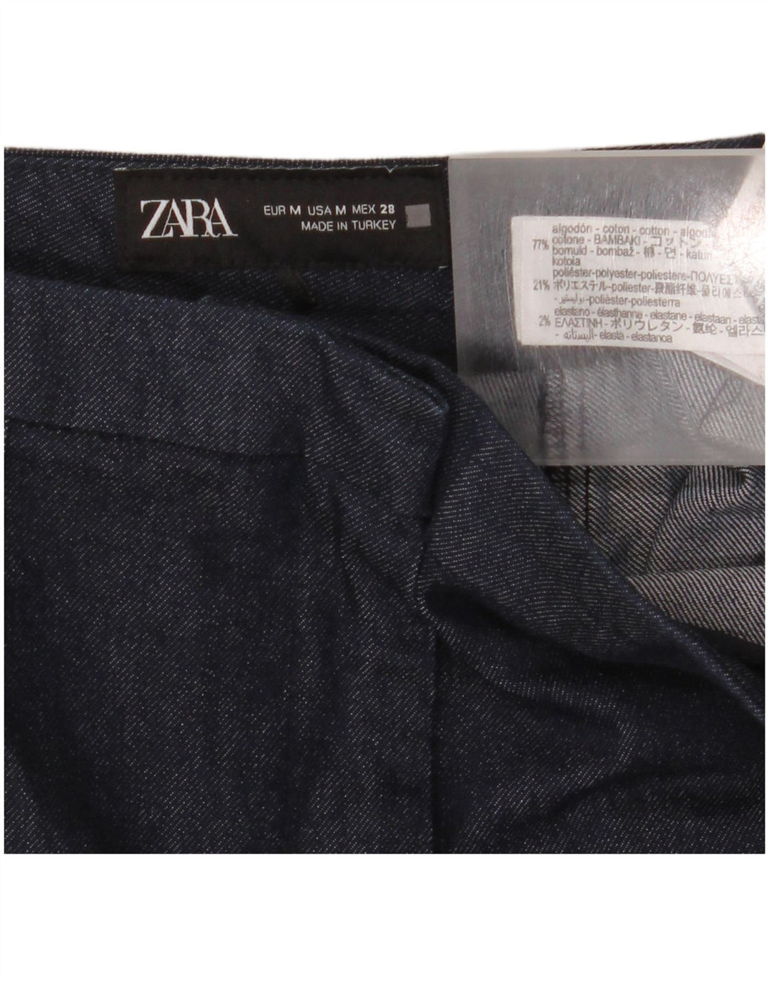 Zara Damen Bootcut-Hose, Größe M, W28, L32, Marineblau, Baumwolle