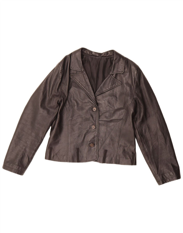 Conbipel Damen 3-Knopf-Lederblazerjacke UK 14 Mittelschwarz