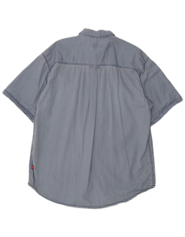 Wrangler Herren-Kurzarmhemd, groß, aus blauer Baumwolle