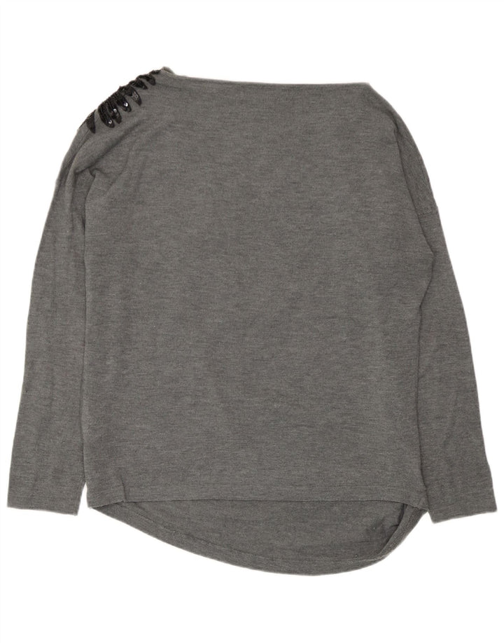 Zara Damen Blusenoberteil UK 14 Mittelgraues Acryl