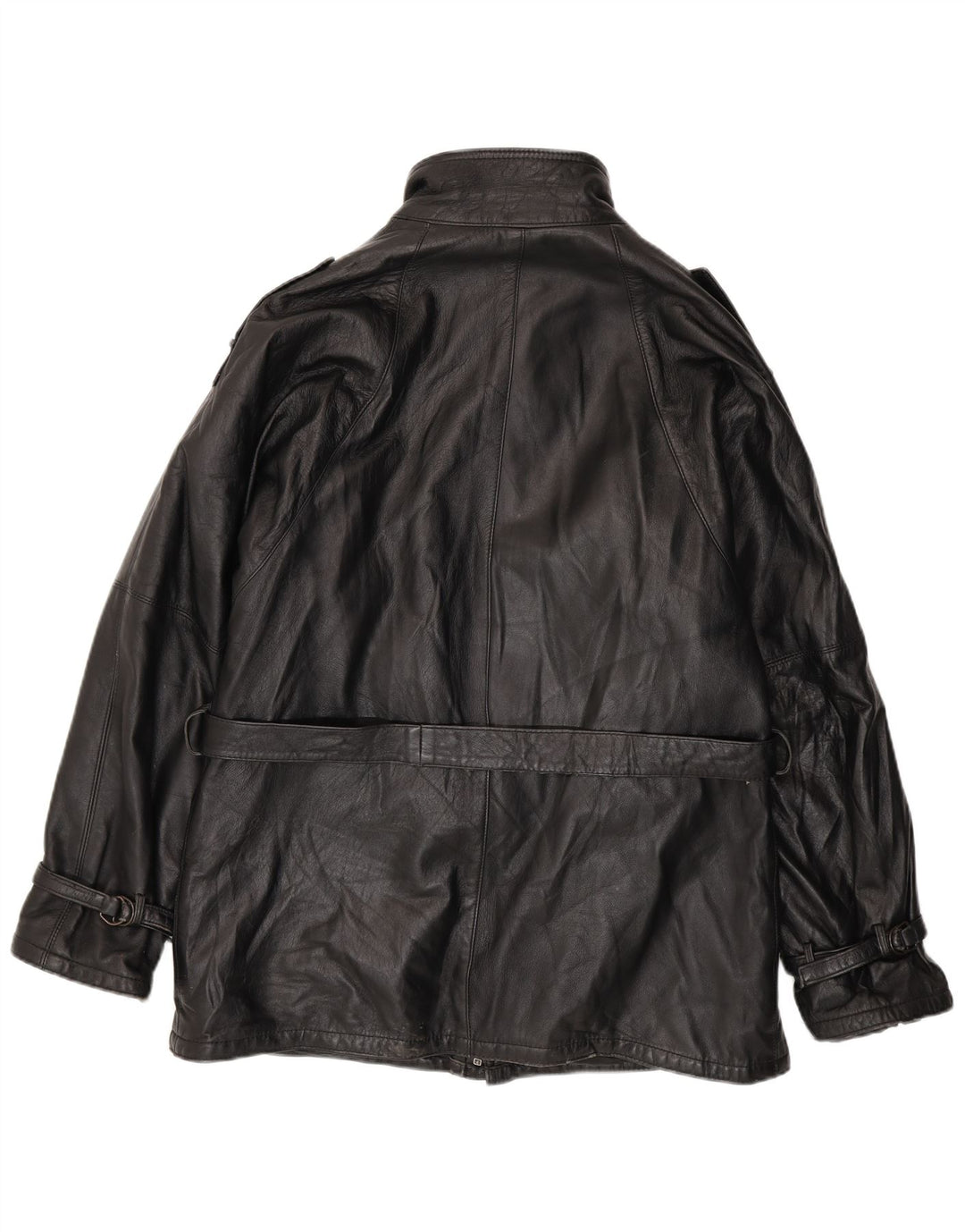 VINTAGE Herren Militärlederjacke UK 38 Mittelschwarzes Leder