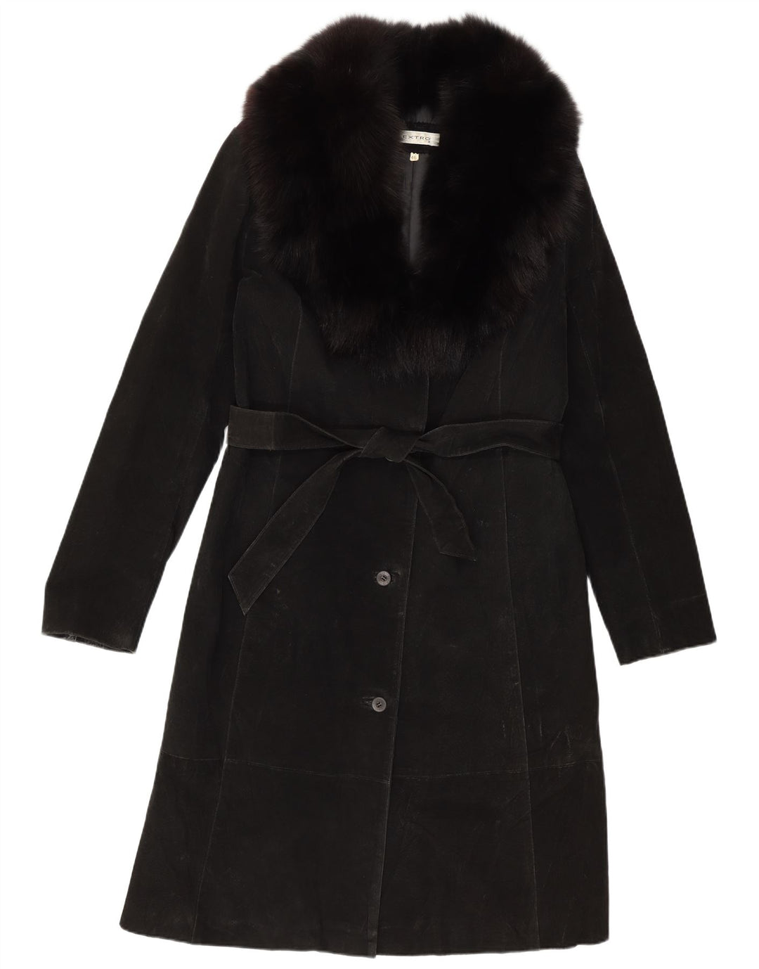 Vintage Damen Wildledermantel IT 46 Großes schwarzes Leder