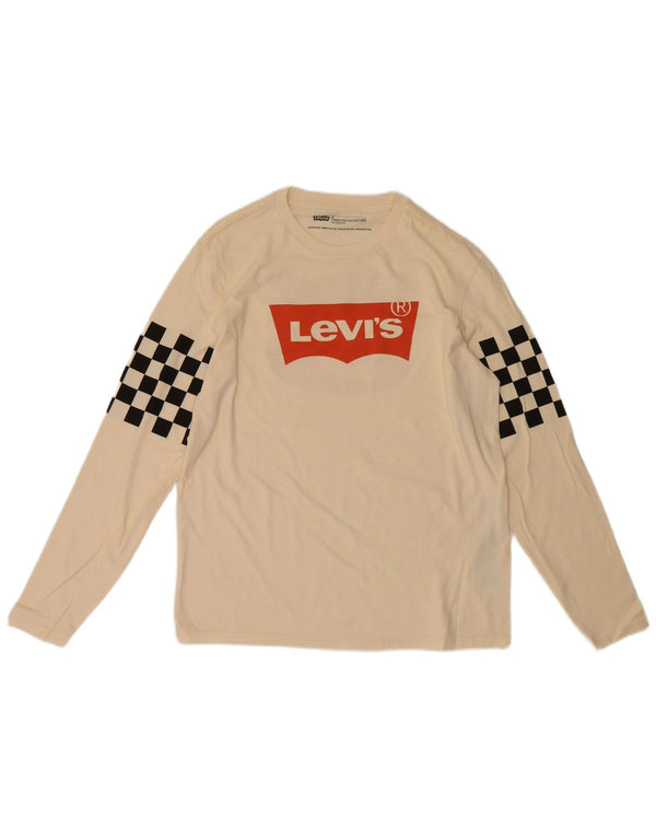 Levi's Mens Standard Fit Graphic Top Long Sleeve Medium Off White Geometrisch