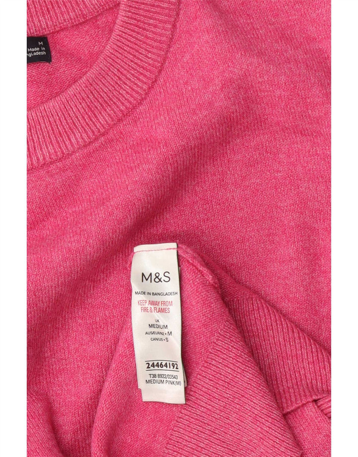 Marks & Spencer Damen-Pullover mit Rundhalsausschnitt, UK 14, Mittelrosa, Polyester