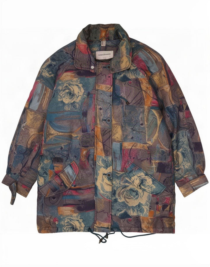 Vintage Womens Abstract Windjacke UK 14 Large Mehrfarbig Retro