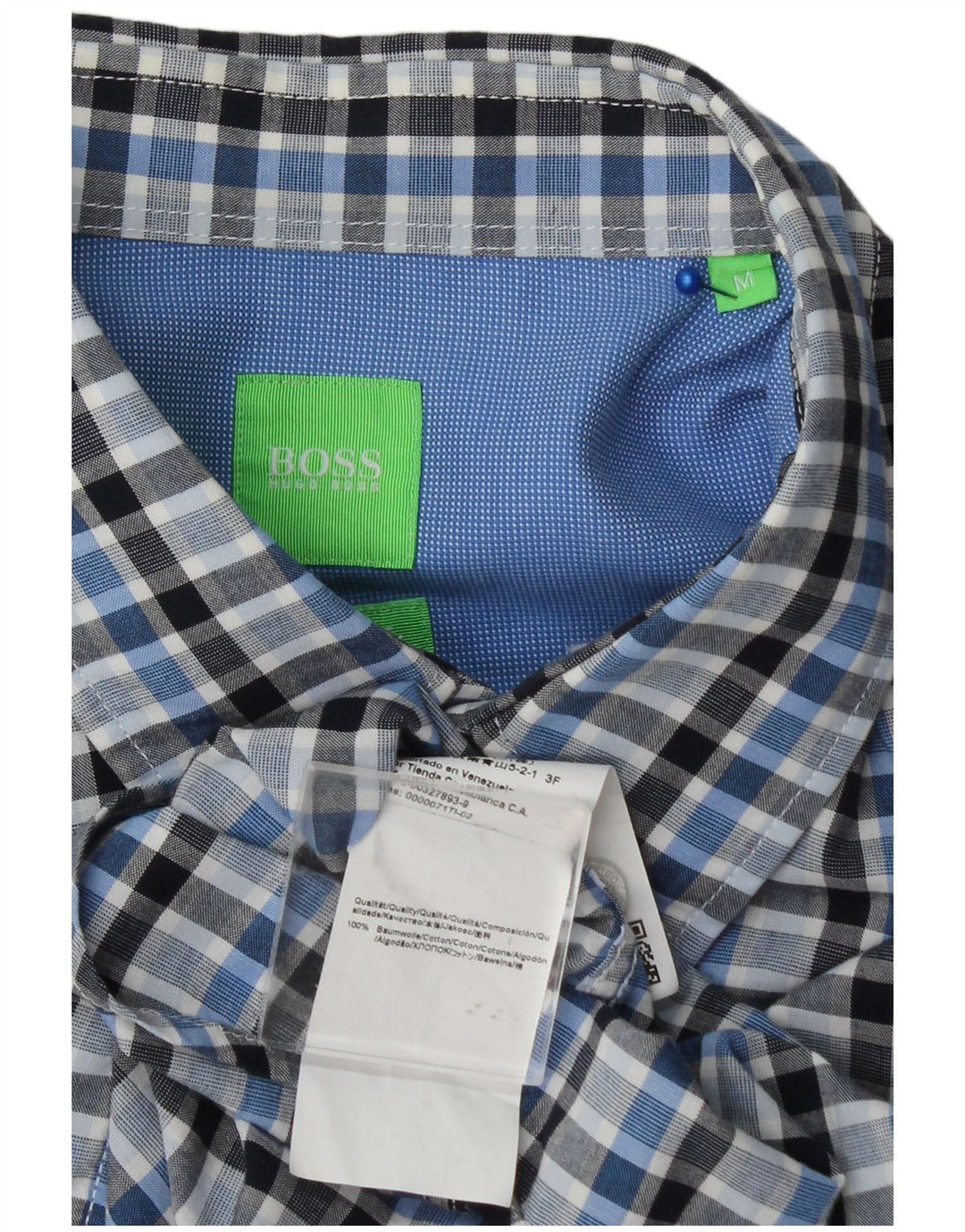 Hugo Boss Herrenhemd aus mittelblau karierter Baumwolle