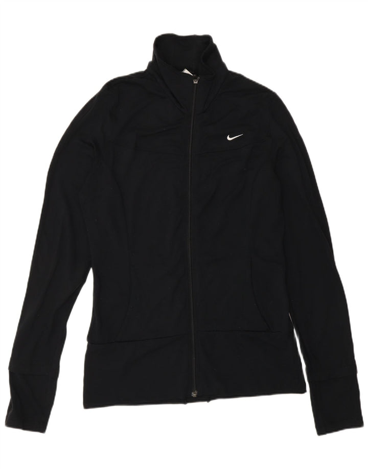NIKE Womens Tracksuit Top Jacket UK 8/10 Small Black Polyester