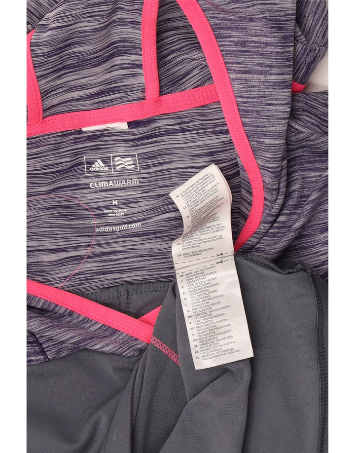 Adidas Damen Climawarm Top Langarm UK 12 Mittelgrau Farbblock