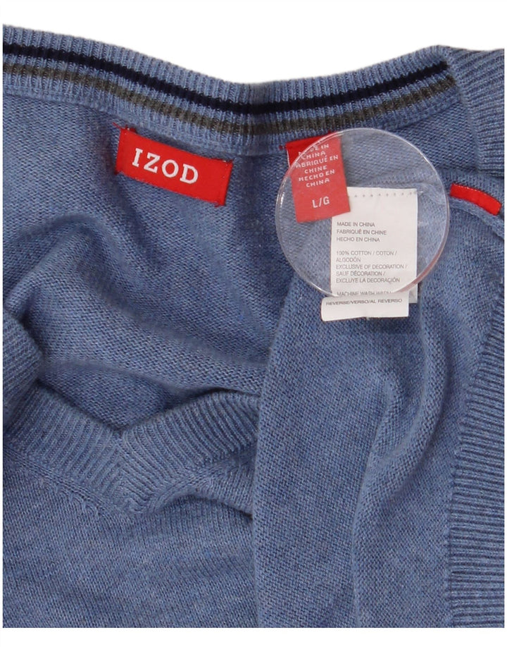 IZOD Herren-Pullover mit V-Ausschnitt, groß, aus blauer Baumwolle