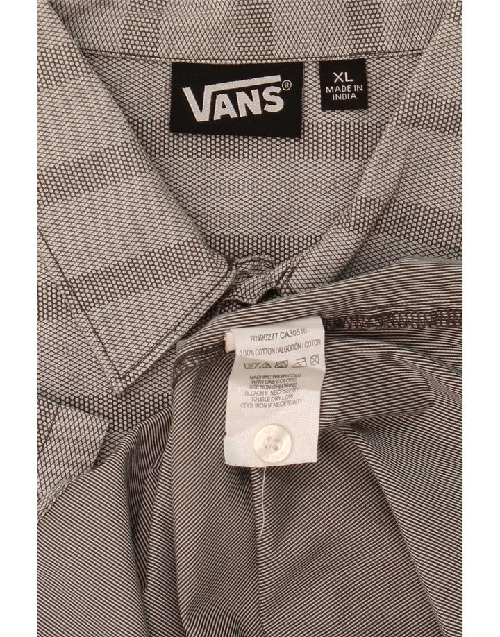 Vans Herren Kurzarmhemd XL grau gestreift aus Baumwolle