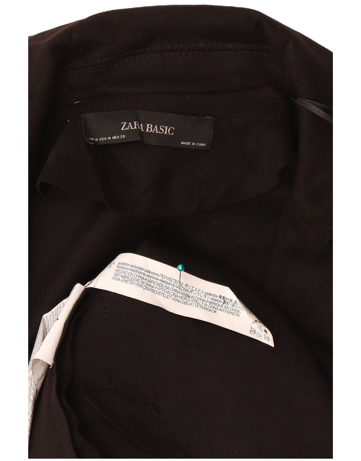 Zara Damen Basic Mantel UK 12 Medium Schwarz Polyester