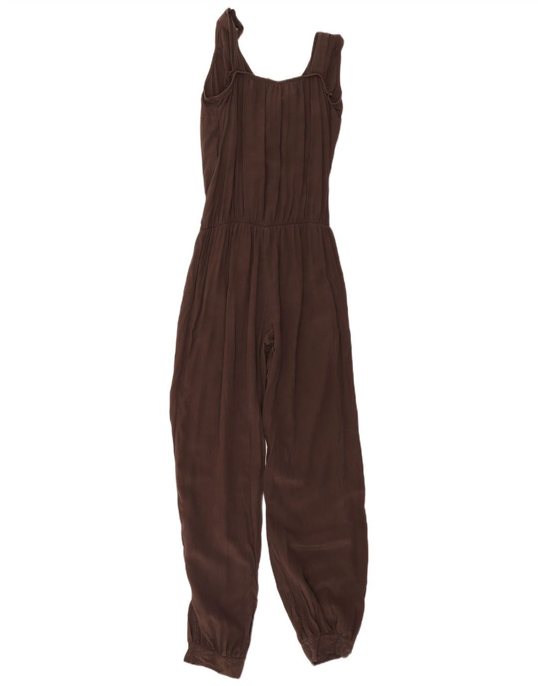 Vintage Damen Ärmelloser Overall IT 44 Mittelbraune Seide