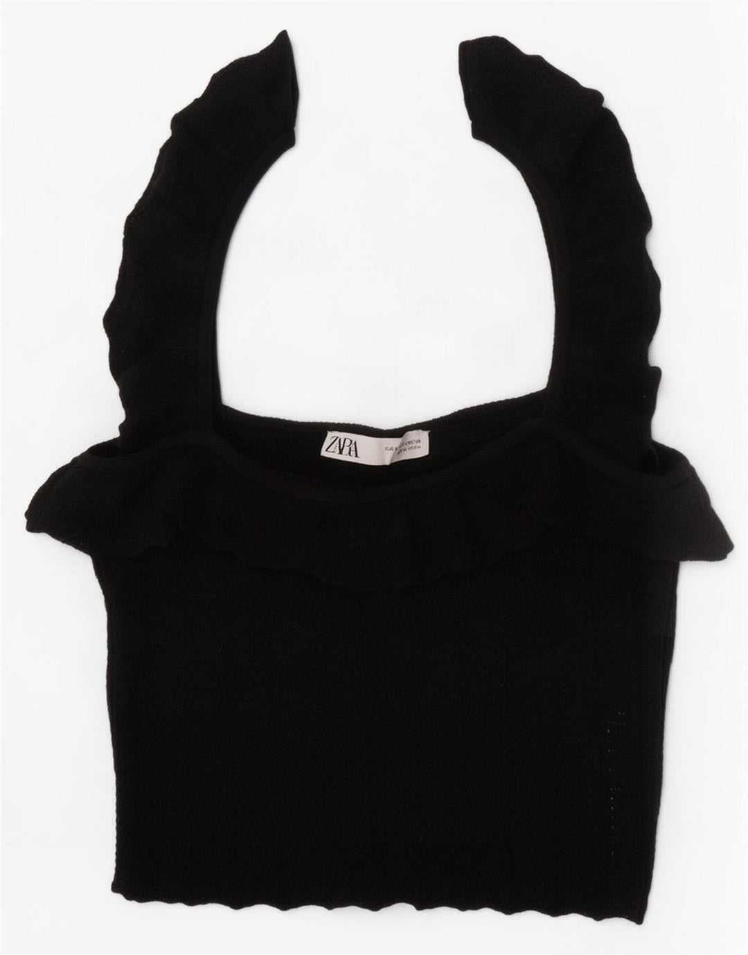 Zara Damen Crop Top UK 8 Small Schwarze Viskose