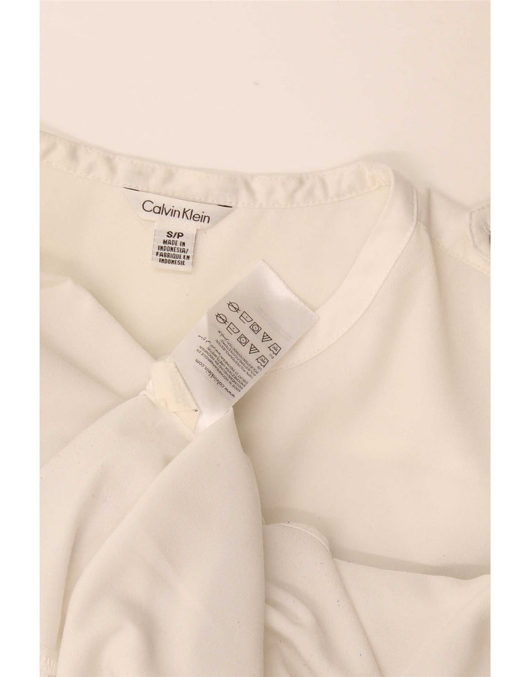 Calvin Klein Damen Hemdbluse UK 10 Small Weiß Polyester