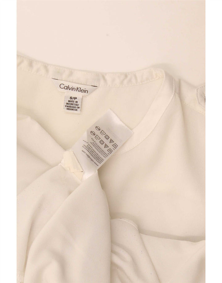 Calvin Klein Damen Hemdbluse UK 10 Small Weiß Polyester