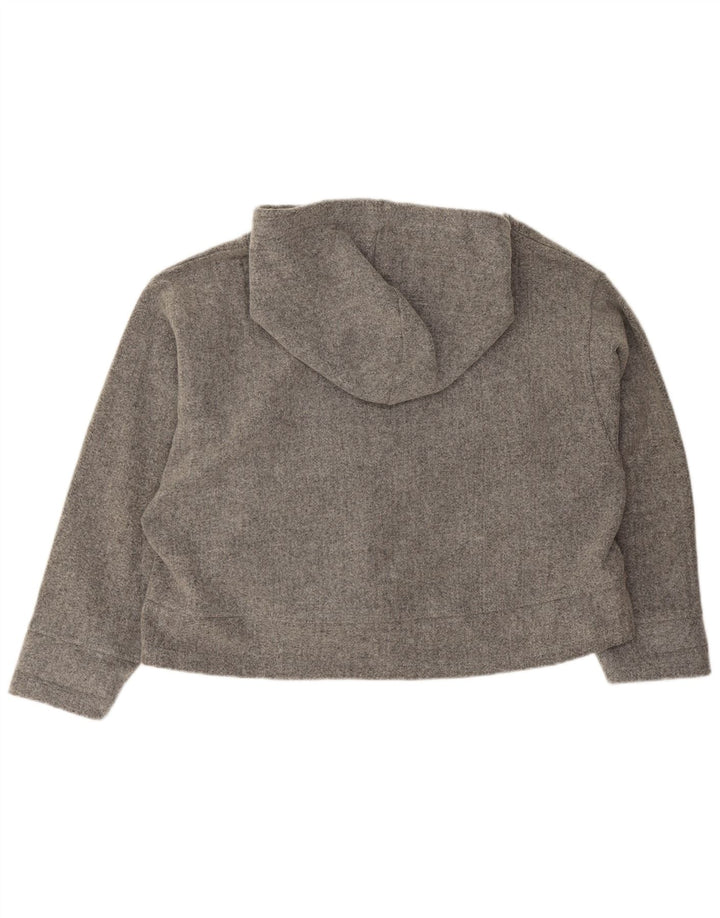 Zara Damen Übergroßer Kapuzenpullover UK 14 Mittelgraues Acryl