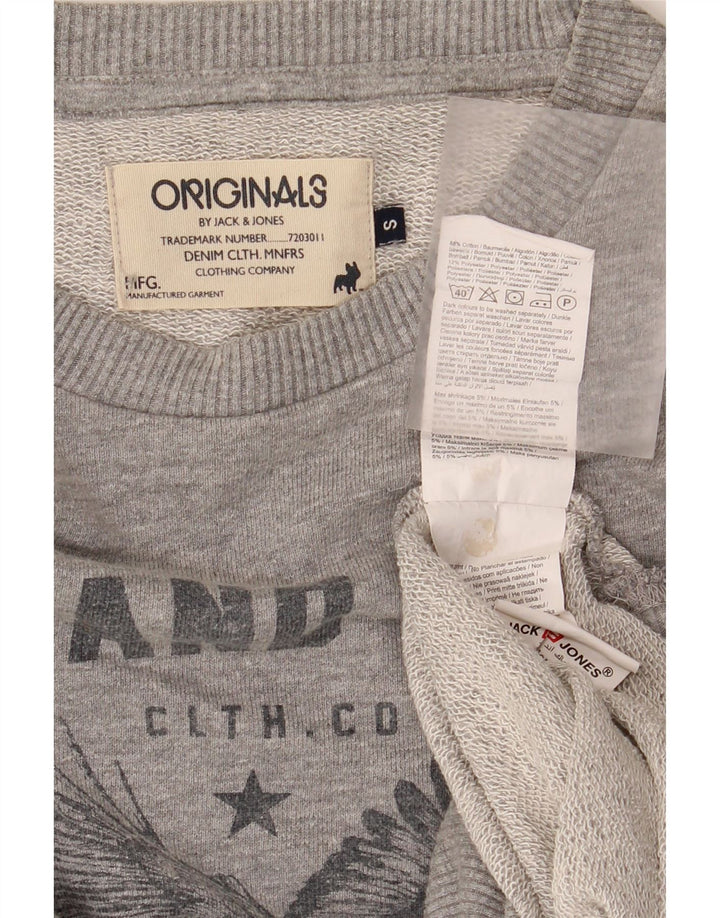 Jack & Jones Herren-Sweatshirt mit Grafik, Größe S, Grau, Baumwolle