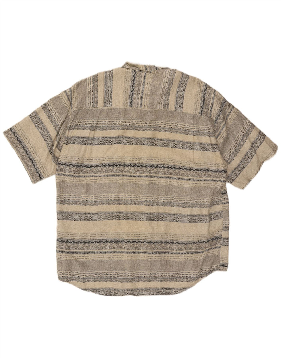ANDRE LEON Mens Short Sleeve Shirt 2XL Beige Striped