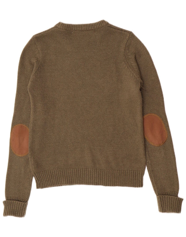 Zara Damen-Pullover mit U-Boot-Ausschnitt, UK 12, Medium Khaki, Acryl