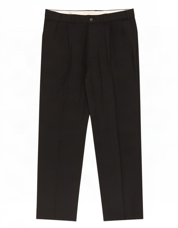 Marks & Spencer Mens St. Michael Pegged Suit Trousers W36 L33 Black Wool