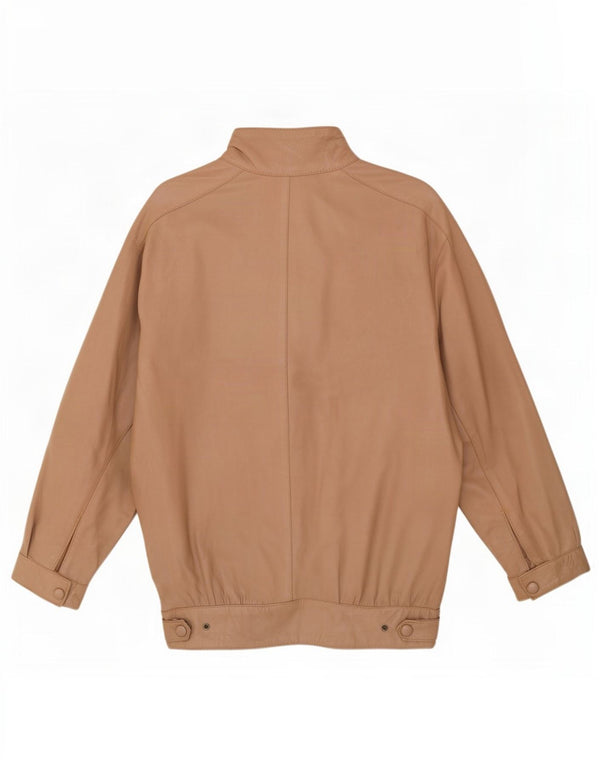 Vintage Damen Übergroße Lederjacke UK 10 Small Beige