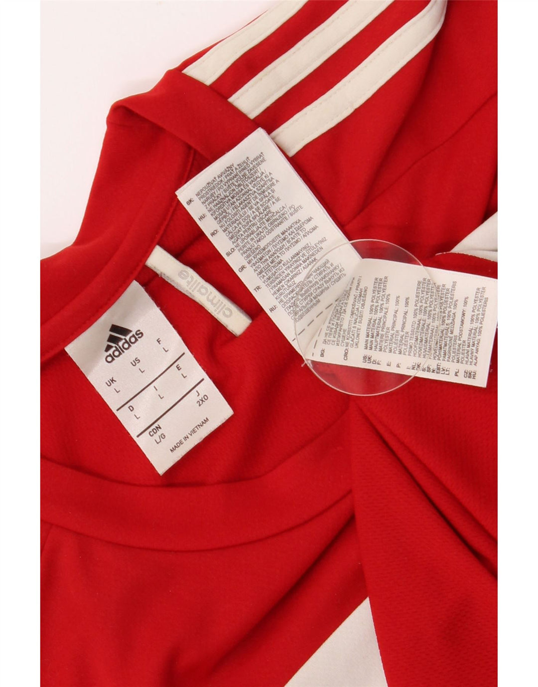 Adidas Herren Climalite T-Shirt Top, großes rotes Farbblock-Polyester