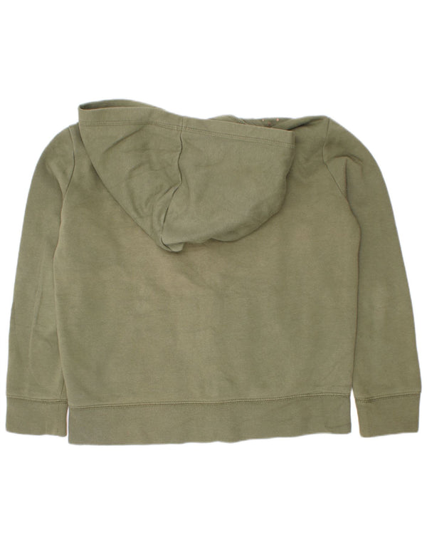 Gap Mädchen-Kapuzenpullover mit grafischem Reißverschluss, 7–8 Jahre, mittelgrüne Baumwolle