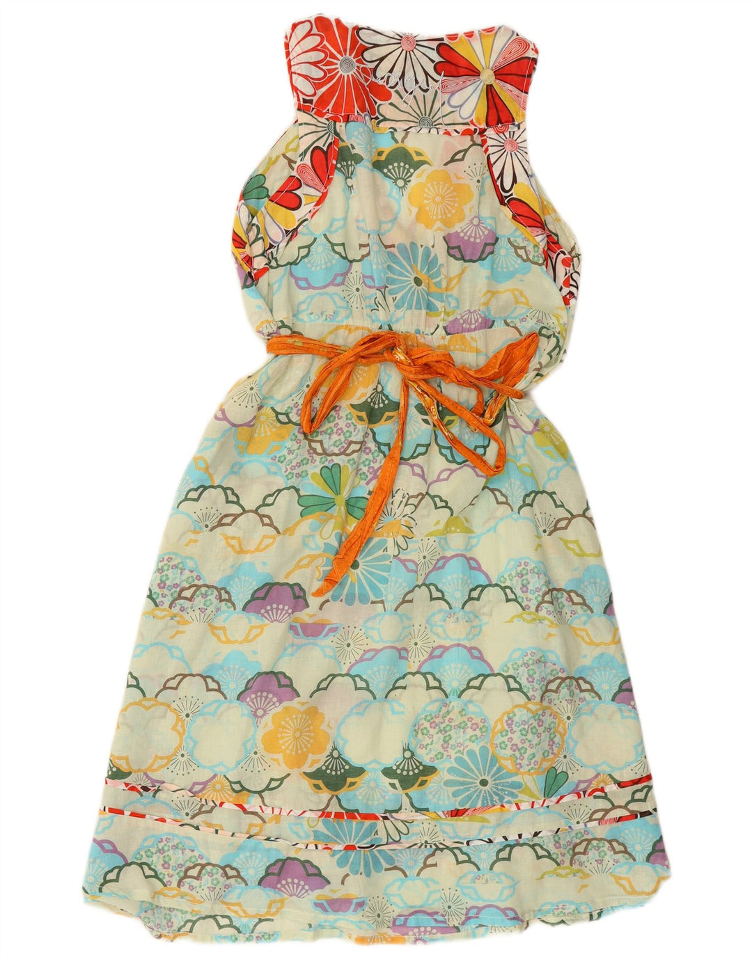 DESIGUAL Grafisches A-Linien-Kleid für Damen, EU 40, mittelgroß, mehrfarbig, Blumenmuster