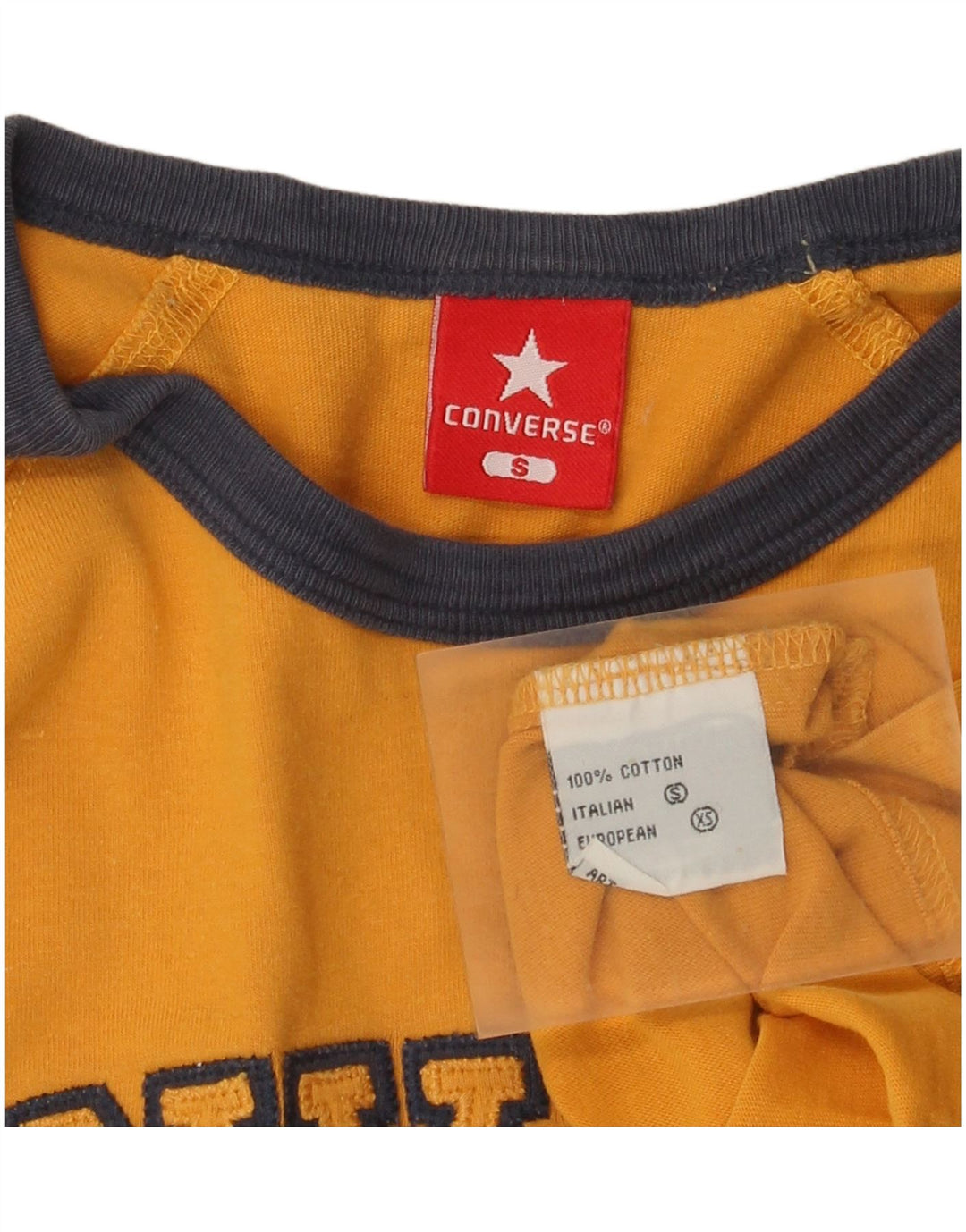 Converse Herren Grafik-Oberteil, langärmelig, klein, gelbe Baumwolle