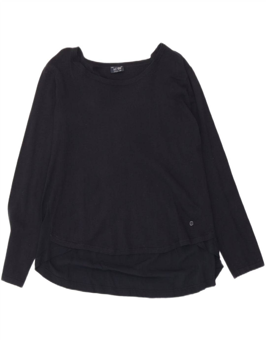 Armani Jeans Damen Top Langarm UK 12 Medium Marineblau