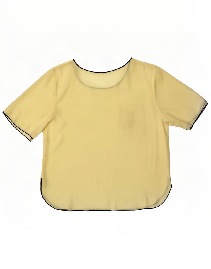 Vintage Damen Grafik Bluse Top UK 16 Groß Gelb