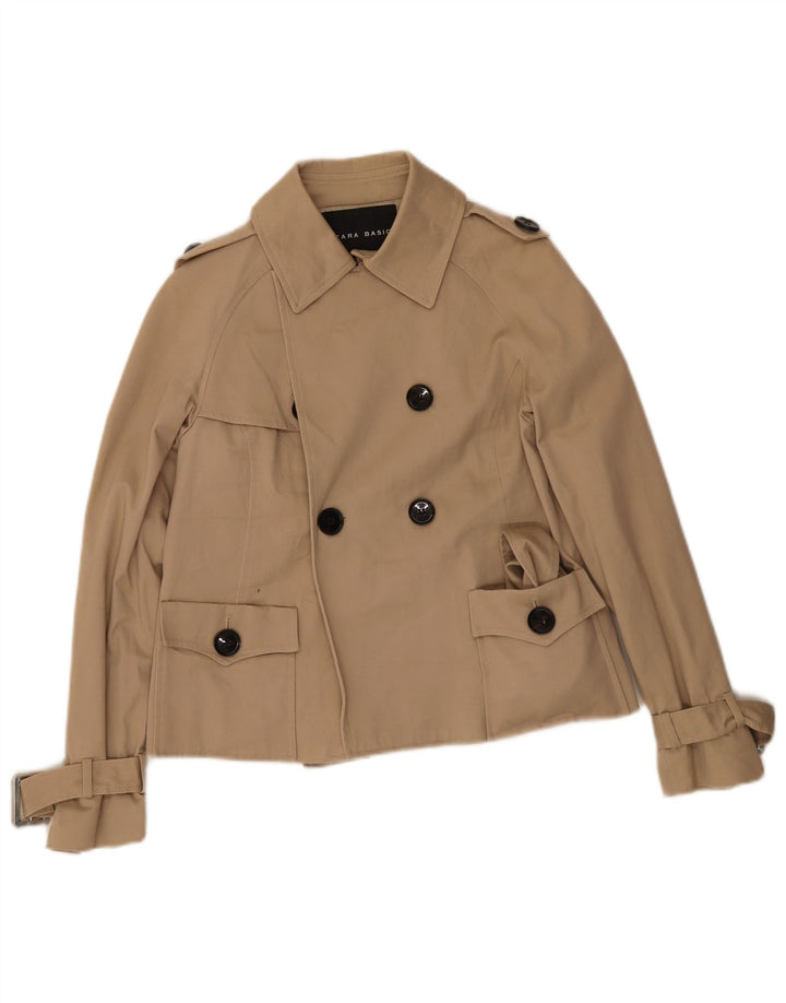 Zara Damen Kurzer Trenchcoat UK 14 Large Beige