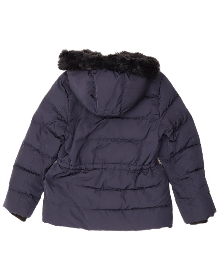 Wattierte Jacke mit Kapuze von Zara für Mädchen, 13–14 Jahre, marineblaues Polyester
