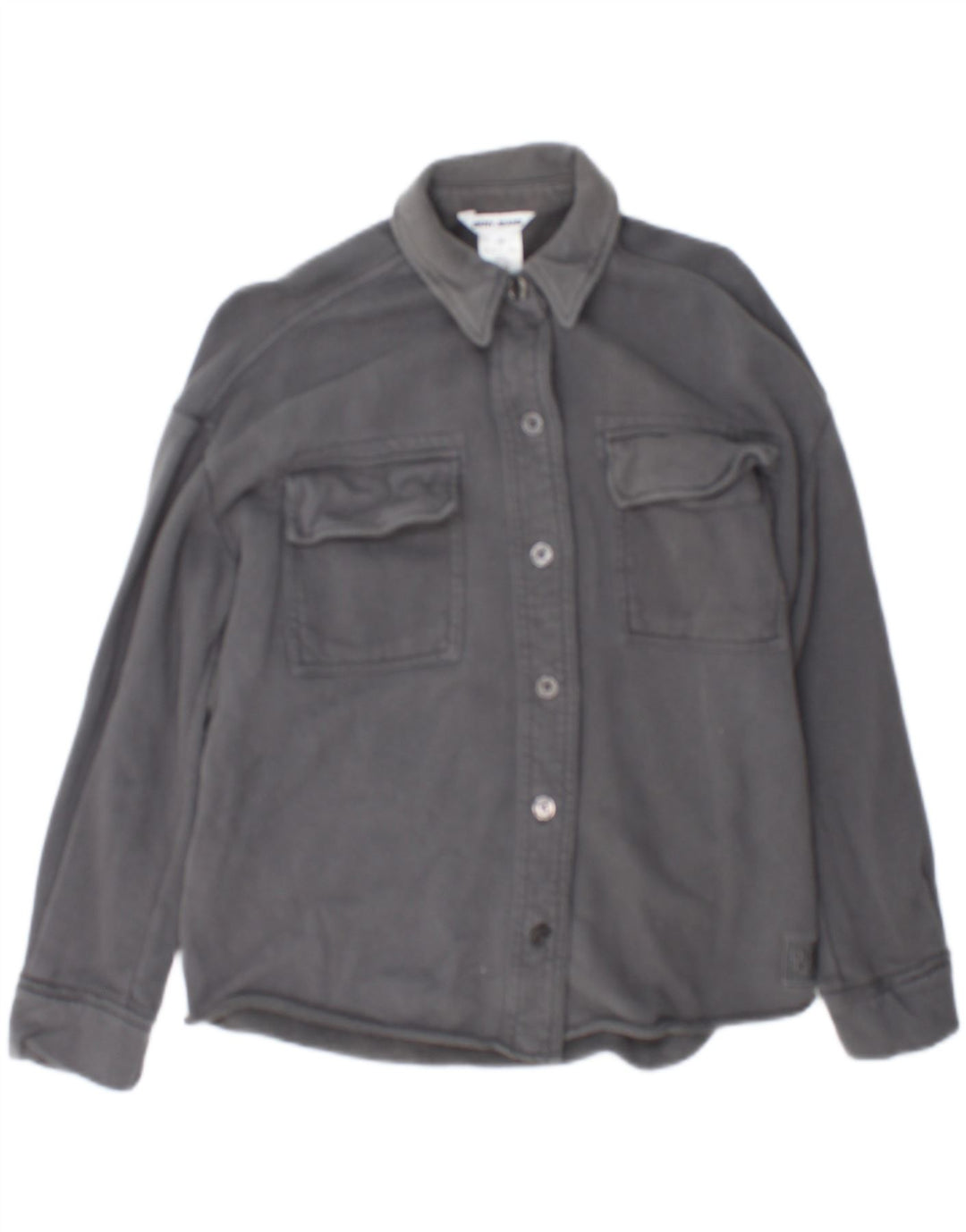 Dkny Damen-Overshirt, übergroßes Hemd, UK 2 2XS, graue Baumwolle